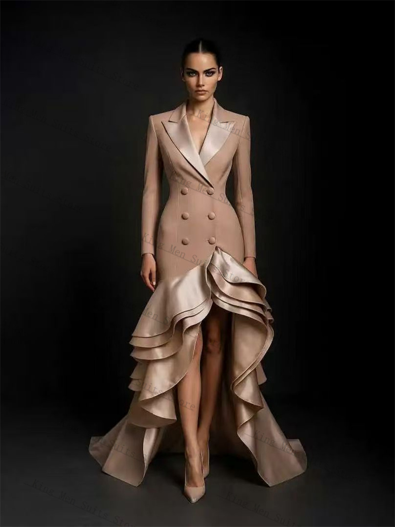 Women'S Formal Wear For A Wedding - 샴페인 여성 정장 1피스 롱 블레이저