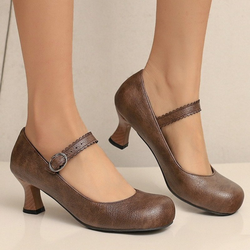 Women Formal Wear Shoes - 여성 레트로 메리 제인 펌프스 라운드