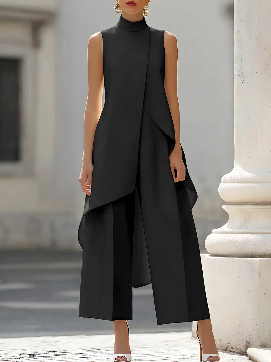 여성용 슬리브리스 하이넥 비대칭 레이어드 와이드 레그  - Women'S Formal Wear For A Wedding 리뷰 및 가격