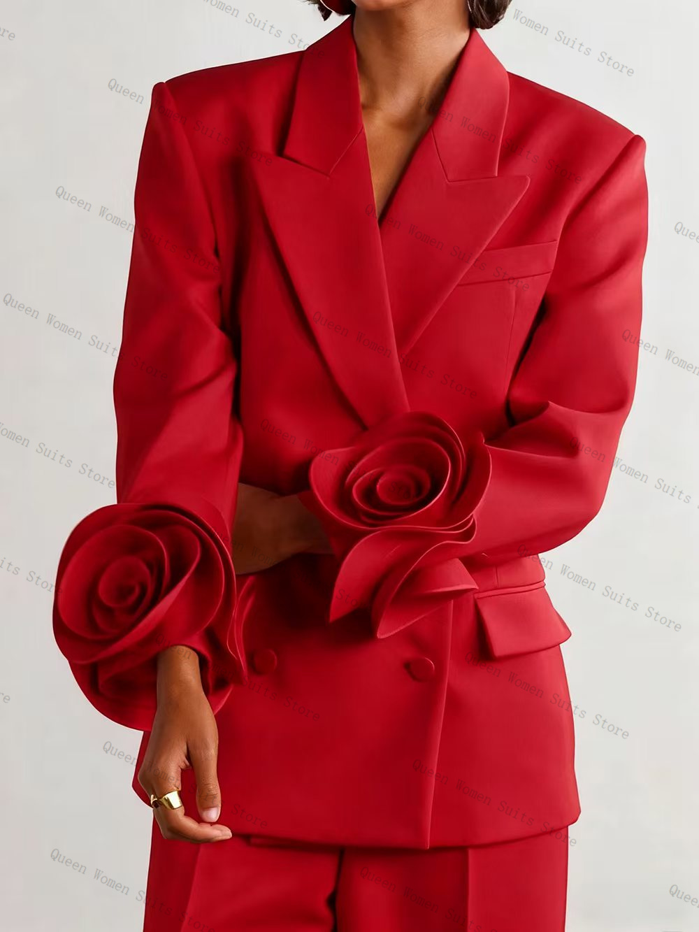 럭셔리 레드 여성 정장 세트 2피스 블레이저+바지 3D - Women'S Red Formal Wear 리뷰 및 가격