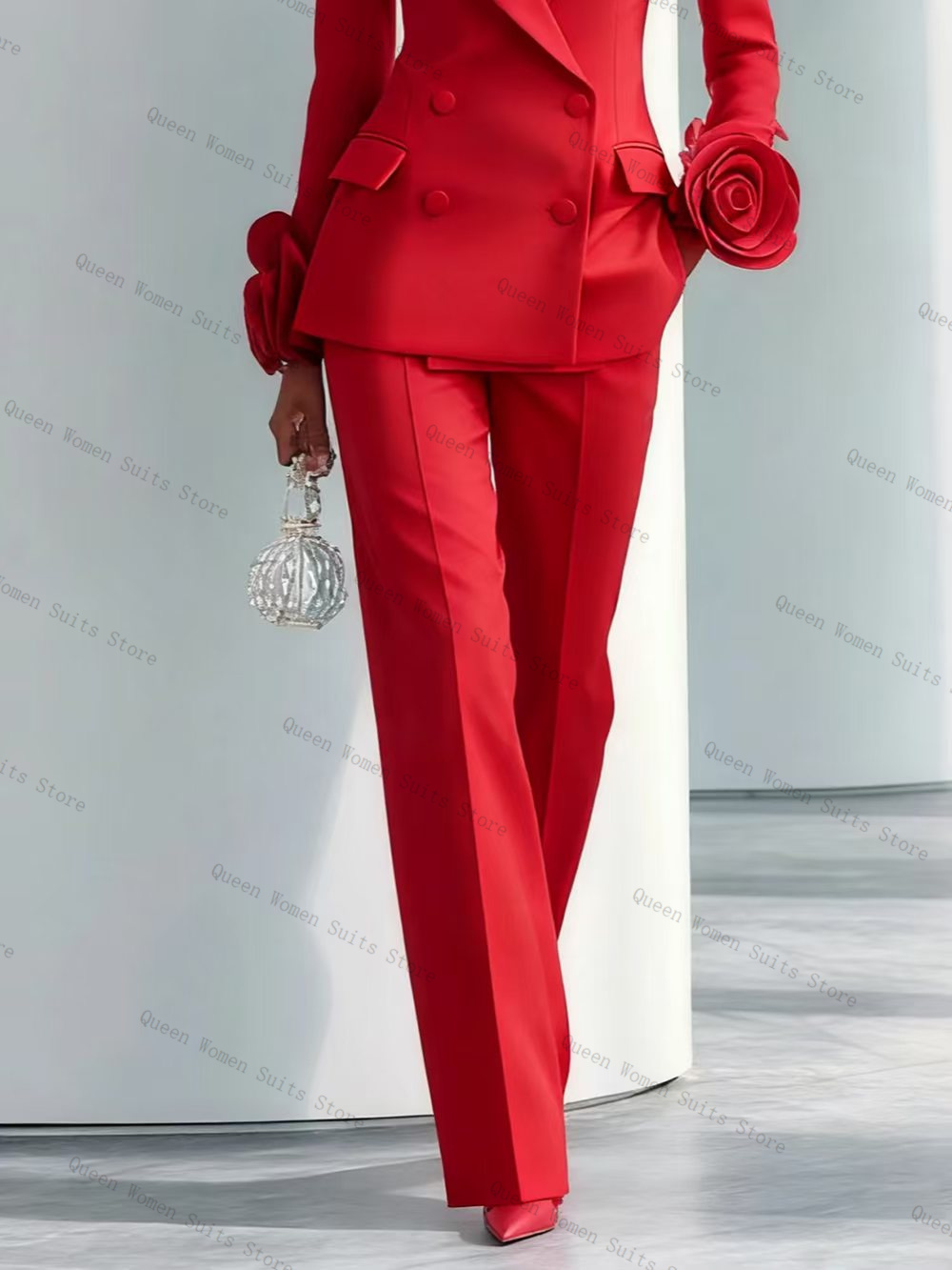 럭셔리 레드 여성 정장 세트 2피스 블레이저+바지 3D - Women'S Red Formal Wear 리뷰 및 가격