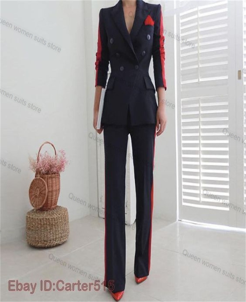레드 블랙 가을 여성용 세트 세트, 블레이저 및 바지, - Women'S Formal Wear Jackets 리뷰 및 가격