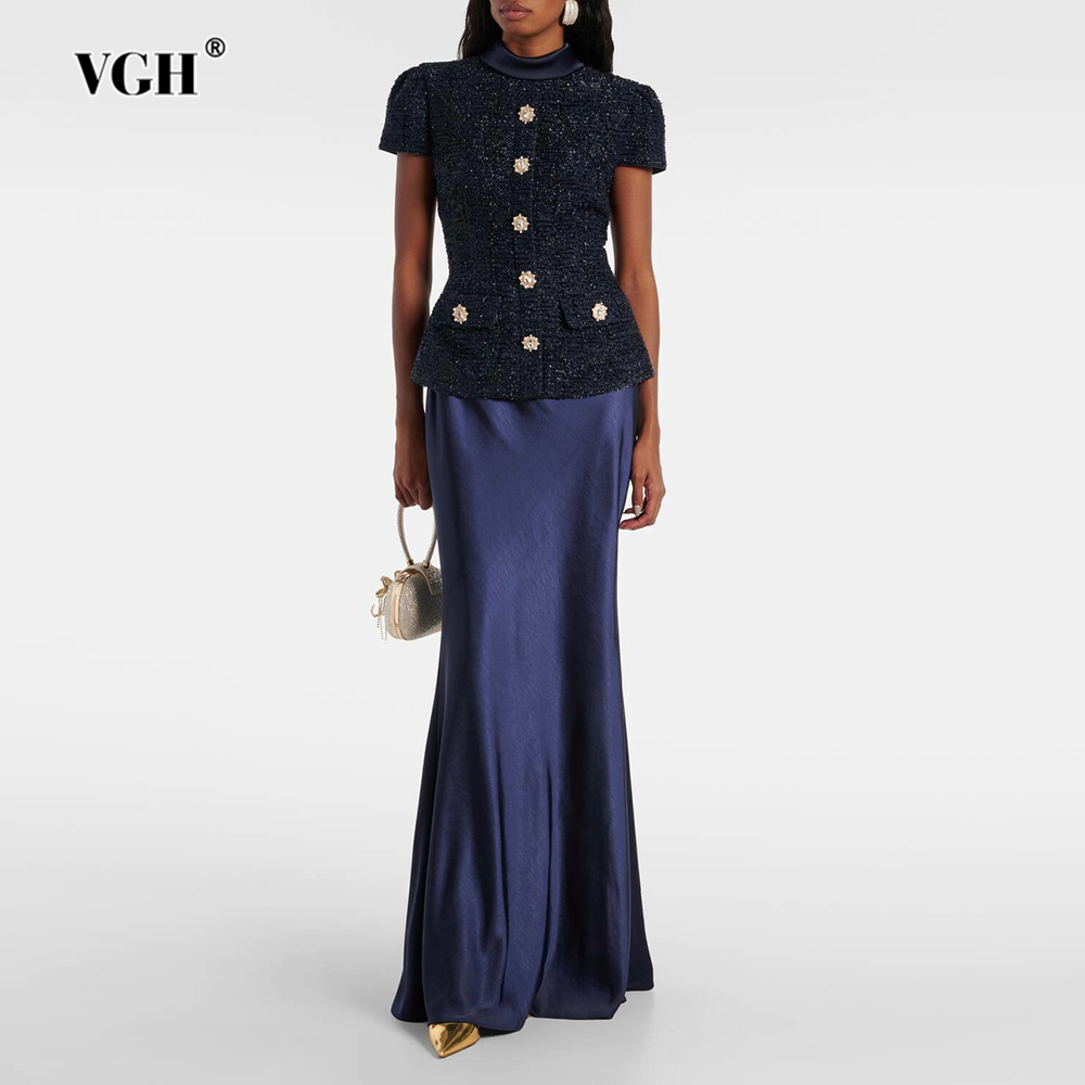 VGH 여성용 시크 투피스 세트, 스탠드 칼라 반팔 스 - Women'S Formal Wear Suit 리뷰 및 가격