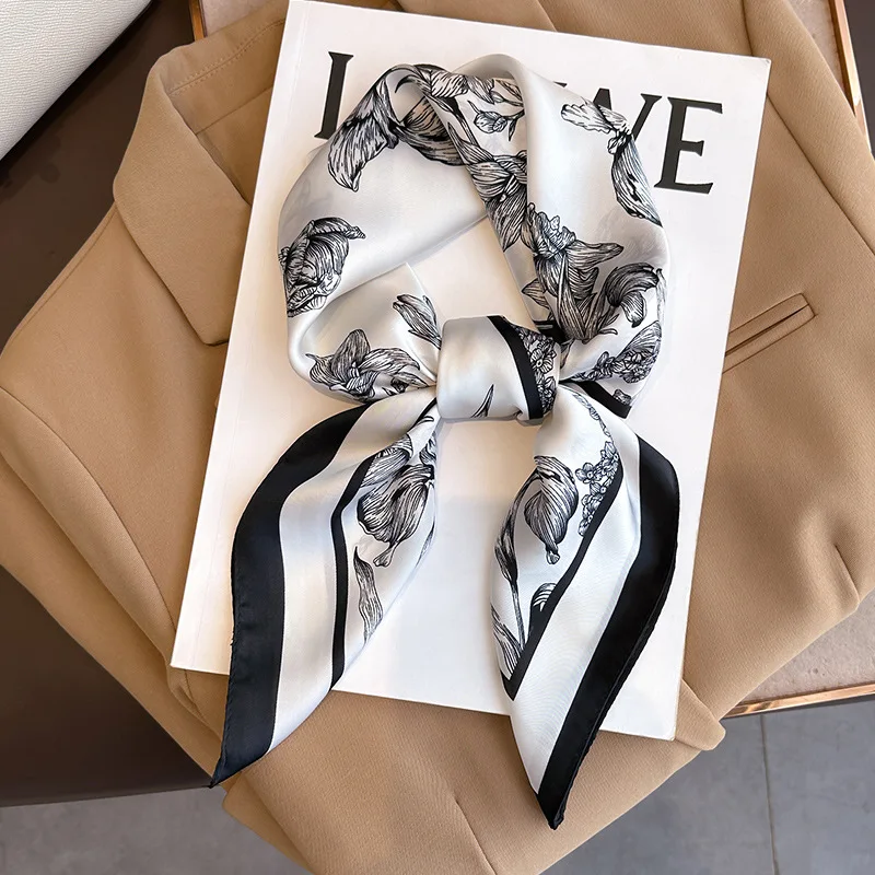 여성용 플라워 프린트 실크 스퀘어 스카프, 럭셔리 풀라 - Scarf Silk Neck 리뷰 및 가격