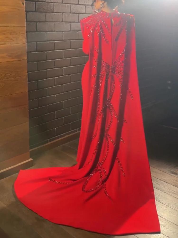 맞춤형 사우디 아라비아 이슬람 레드 긴 소매 이브닝 드 - Women'S Red Formal Wear 리뷰 및 가격