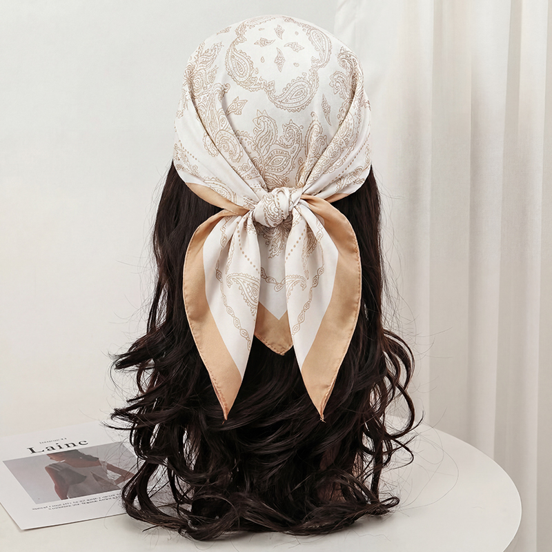 빈티지 베이지 페이즐리 프린트 스퀘어 스카프 새틴 실크 - Scarf Silk Neck 리뷰 및 가격