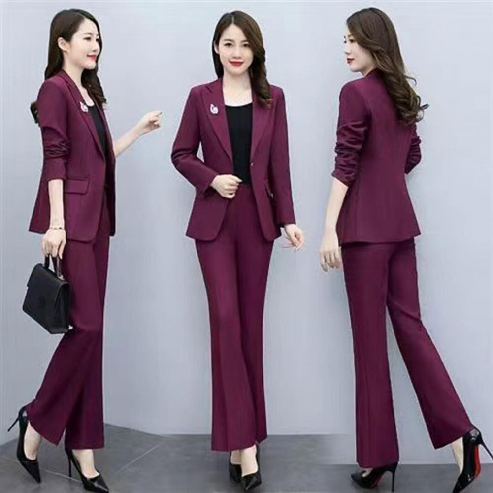 2피스/세트 여성 정장 코트 팬츠 세트 턴다운 칼라 긴 - Women'S Formal Wear Jackets 리뷰 및 가격