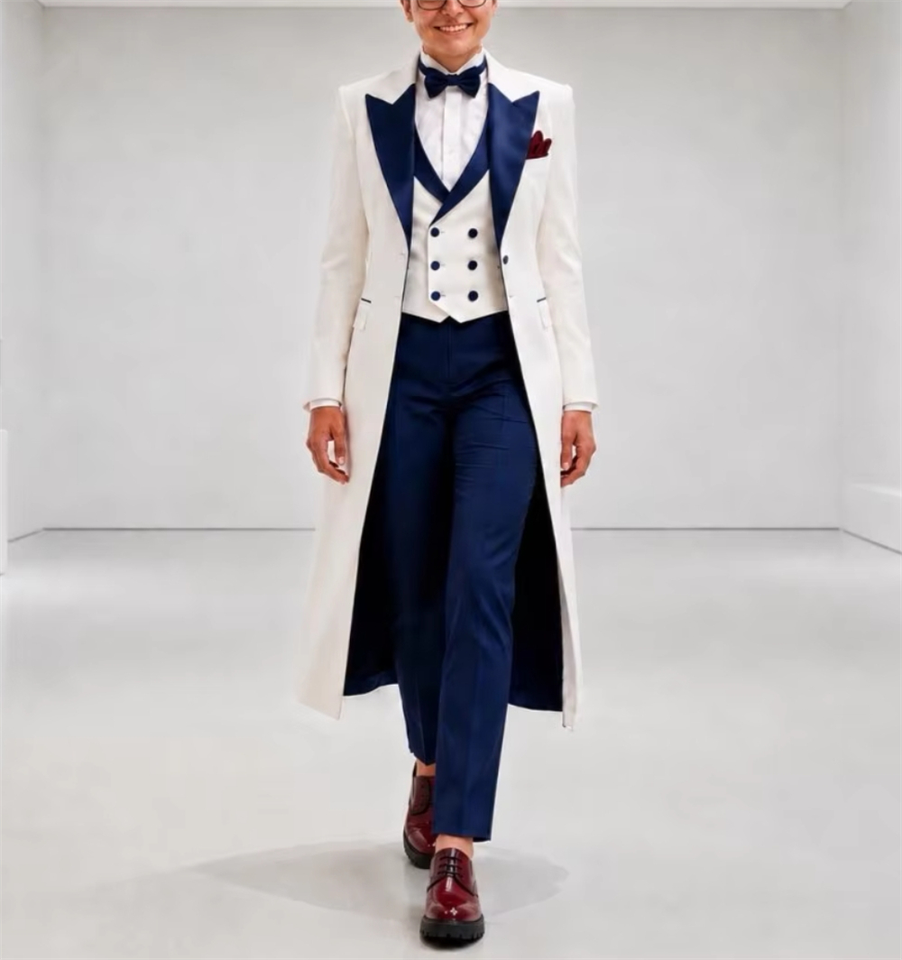 네이비 블루 화이트 여성 재킷 수트 우아한 맞춤형 오피 - Women'S Formal Wear Jackets 리뷰 및 가격