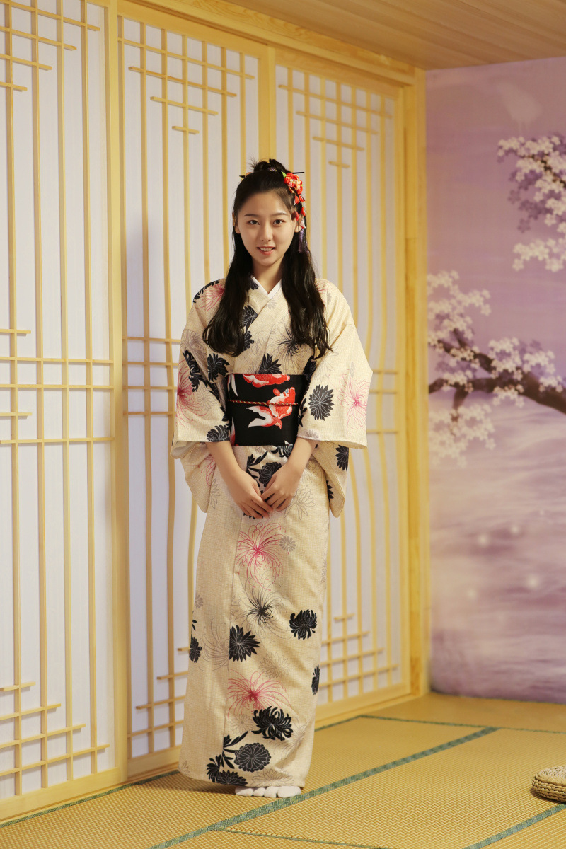 여성용 일본식 전통 기모노 모조 린넨 정장 유카타 국화 - Formal Wear Japan Women 리뷰 및 가격